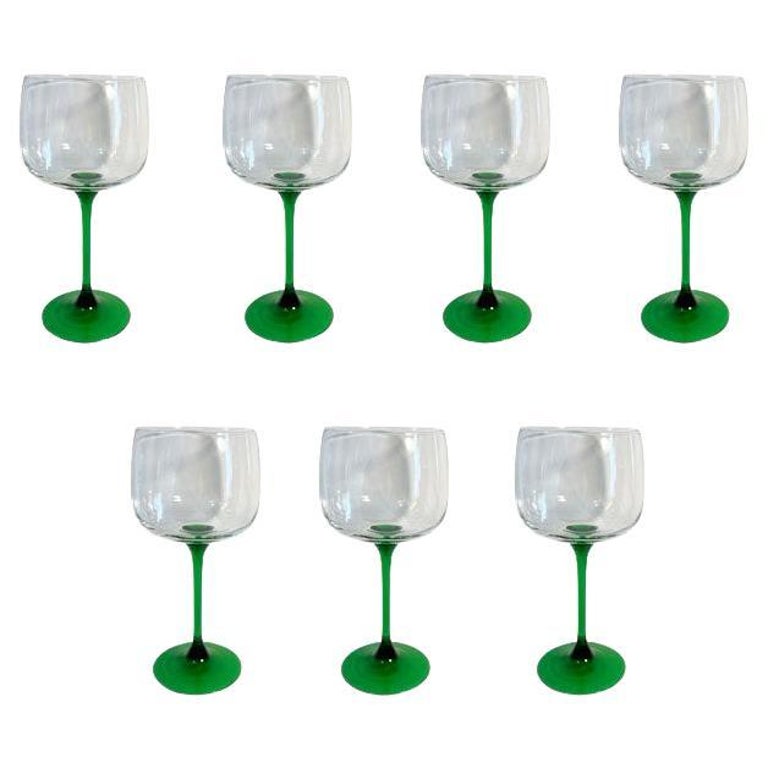 Green French Luminarc Wine Glasses Set of 7, 1970s, France For Sale at  1stDibs