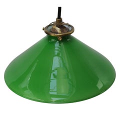 Green French Opaline Glass Shade French Pendant Light
