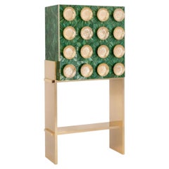Green French straw bar cabinet