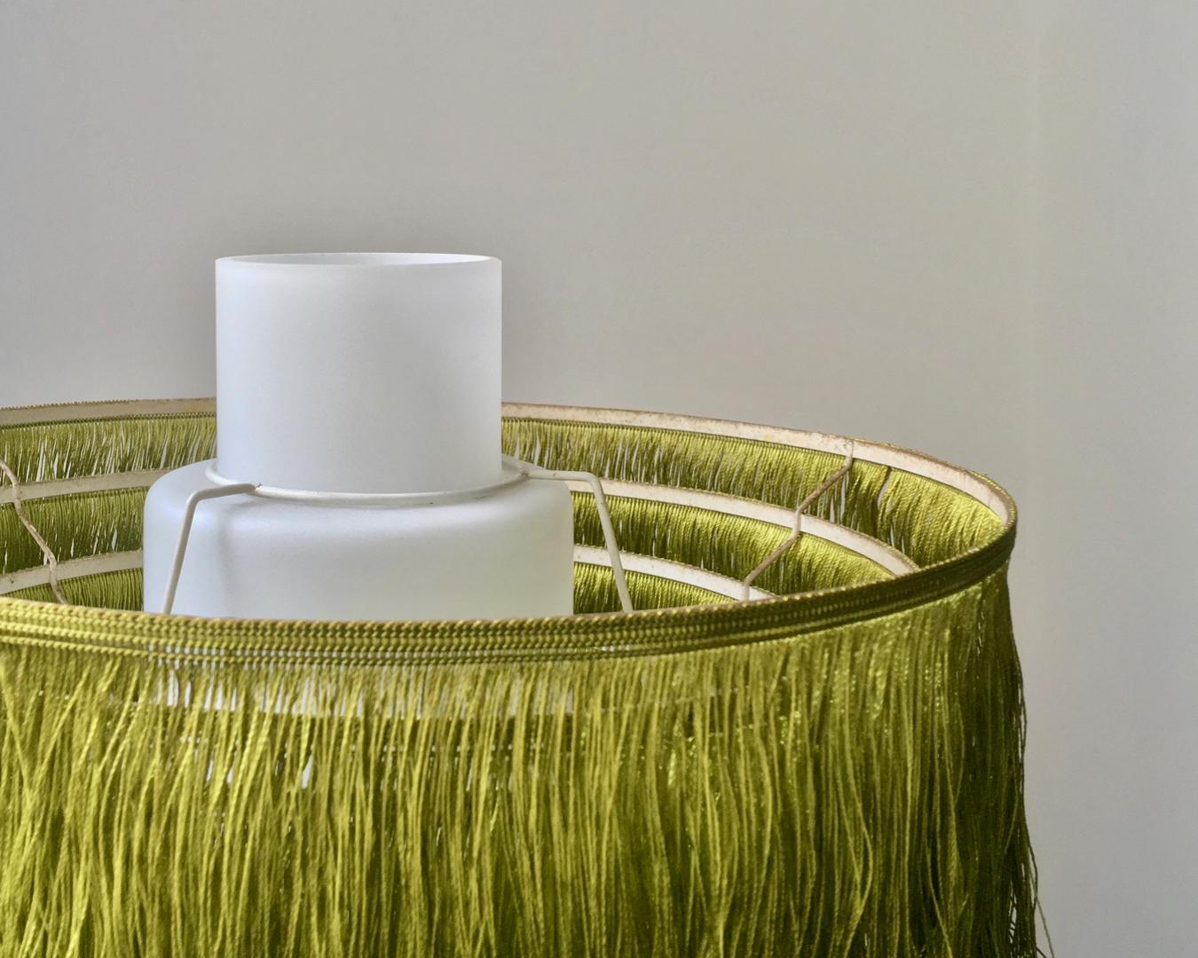 20th Century Green Fringe Light with Glass Liner By Hans-Agne Jakobsson, Sweden '2 Available' For Sale