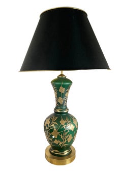 Green Frosted Glass Lamps - A Pair
