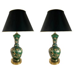 Lámparas de vidrio esmerilado verde - Pareja