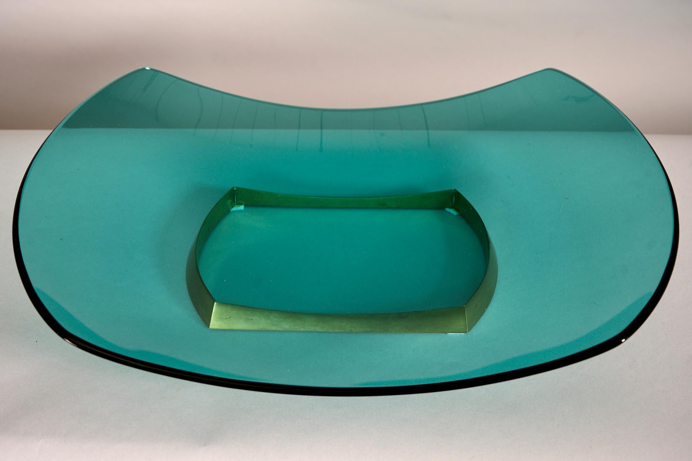 Italian Green Fruit Bowl by Max Ingrand for Fontana Arte, 'Model 1419', circa 1960