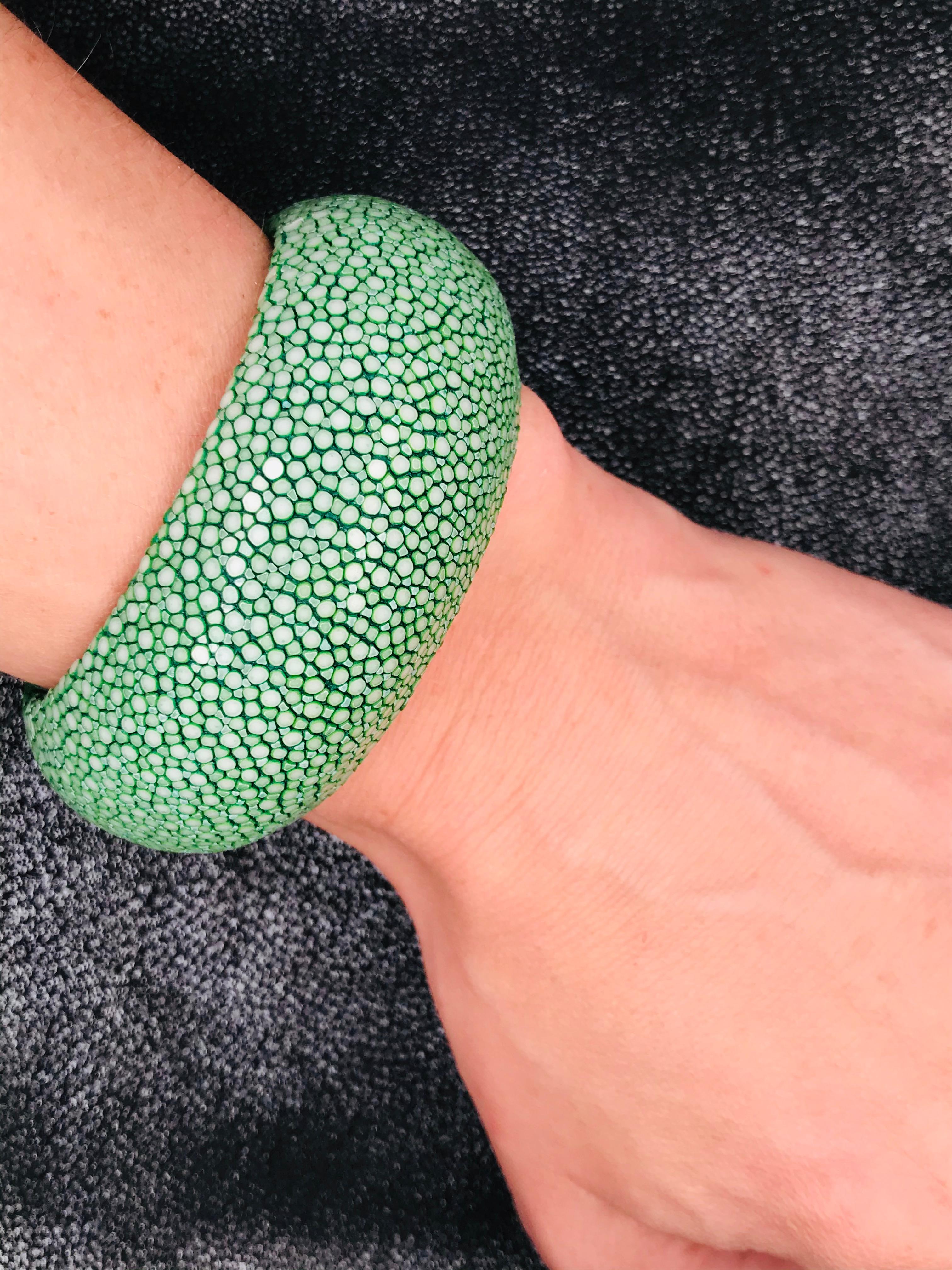Women's Green Galuchat Cuff Bracelet
