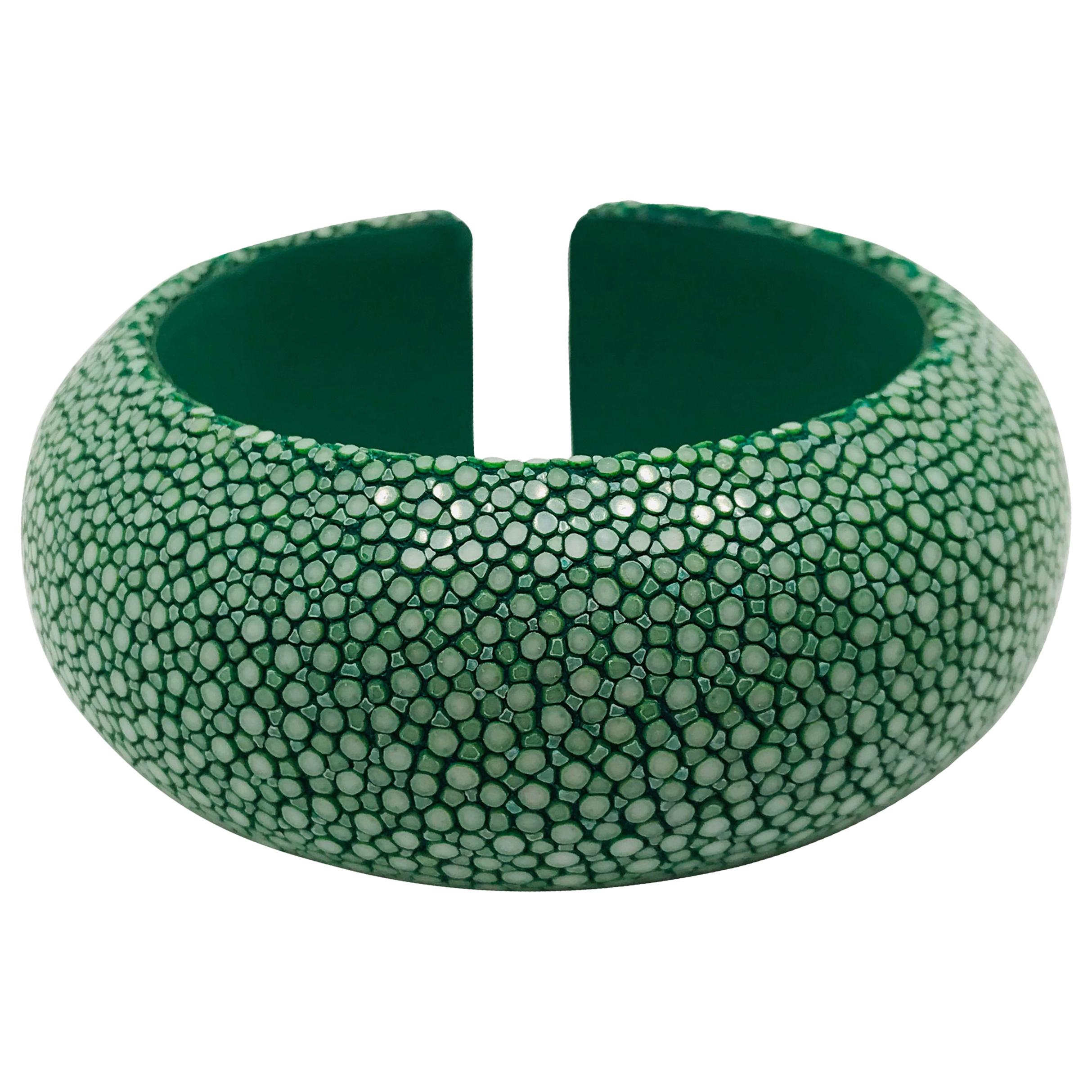 Green Galuchat Cuff Bracelet