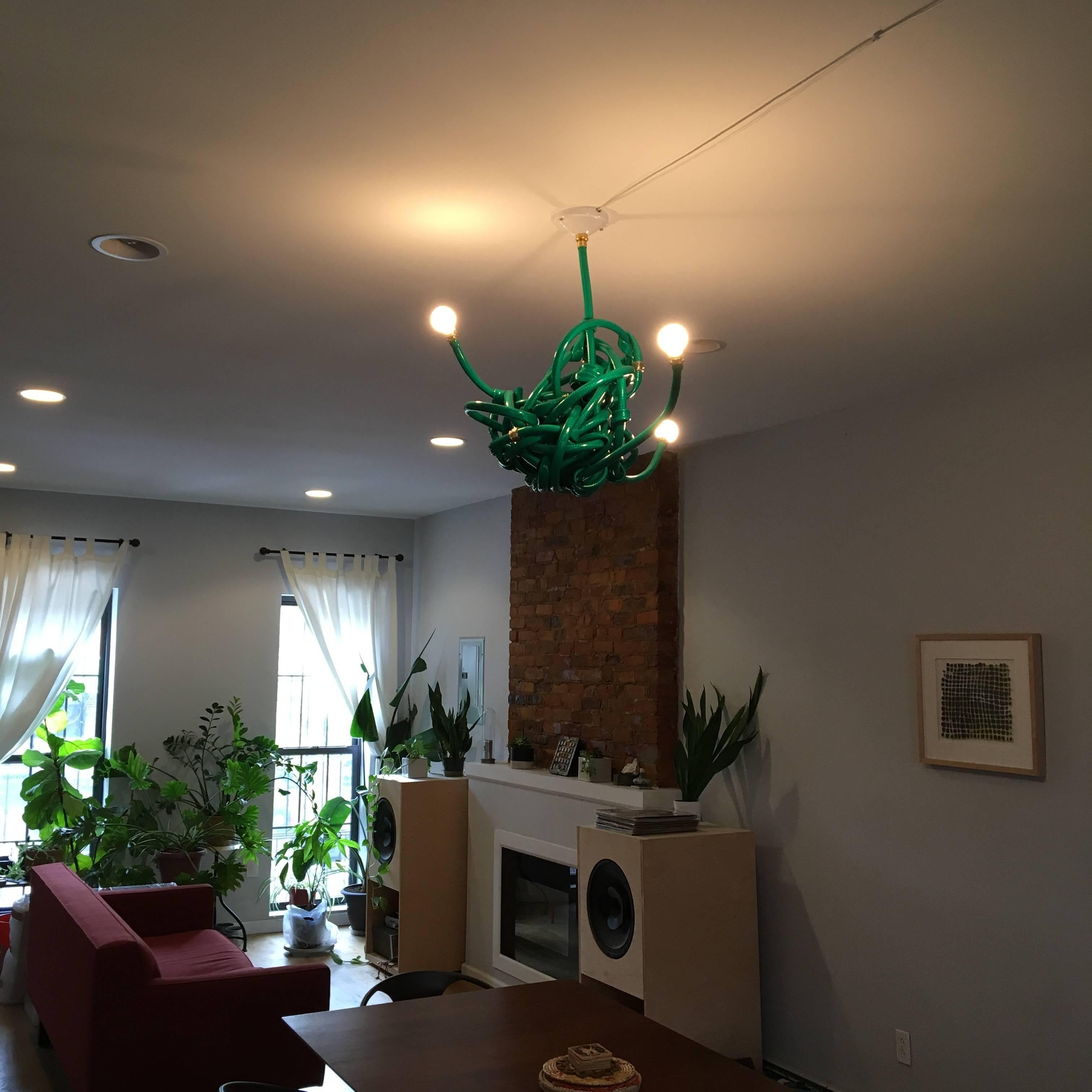 American Green Garden Hose Chandelier Style Lighting Fixture, Justin Cooper Studios For Sale