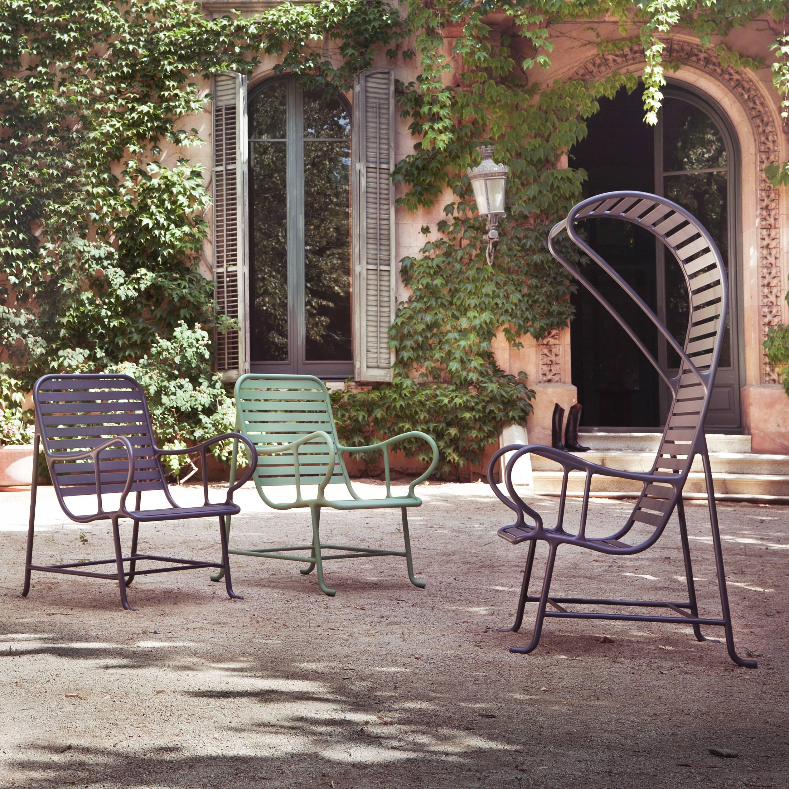 Grüner Gardenias-Sessel mit Pergola, Außenbereich von Jaime Hayon (Aluminium) im Angebot