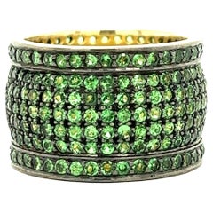 Vintage Green Garnet 14k Yellow Gold Band Ring