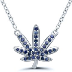 Green Garnet Cannabis Flower Leaf Necklace