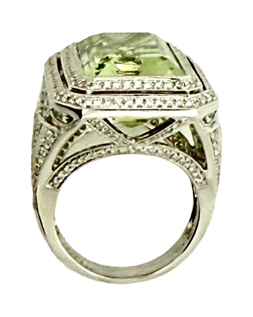 Taglio smeraldo Green Garnet Diamond Ring in vendita