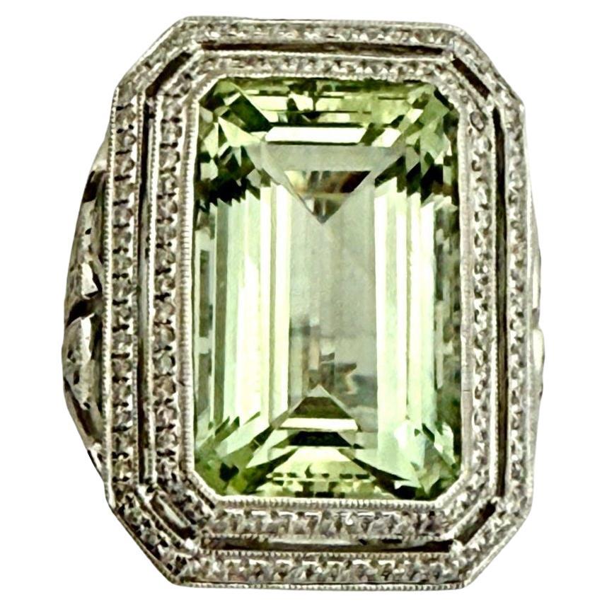 Green Garnet Diamond Ring