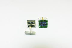 White gold green garnets, Blue sapphires Cufflinks