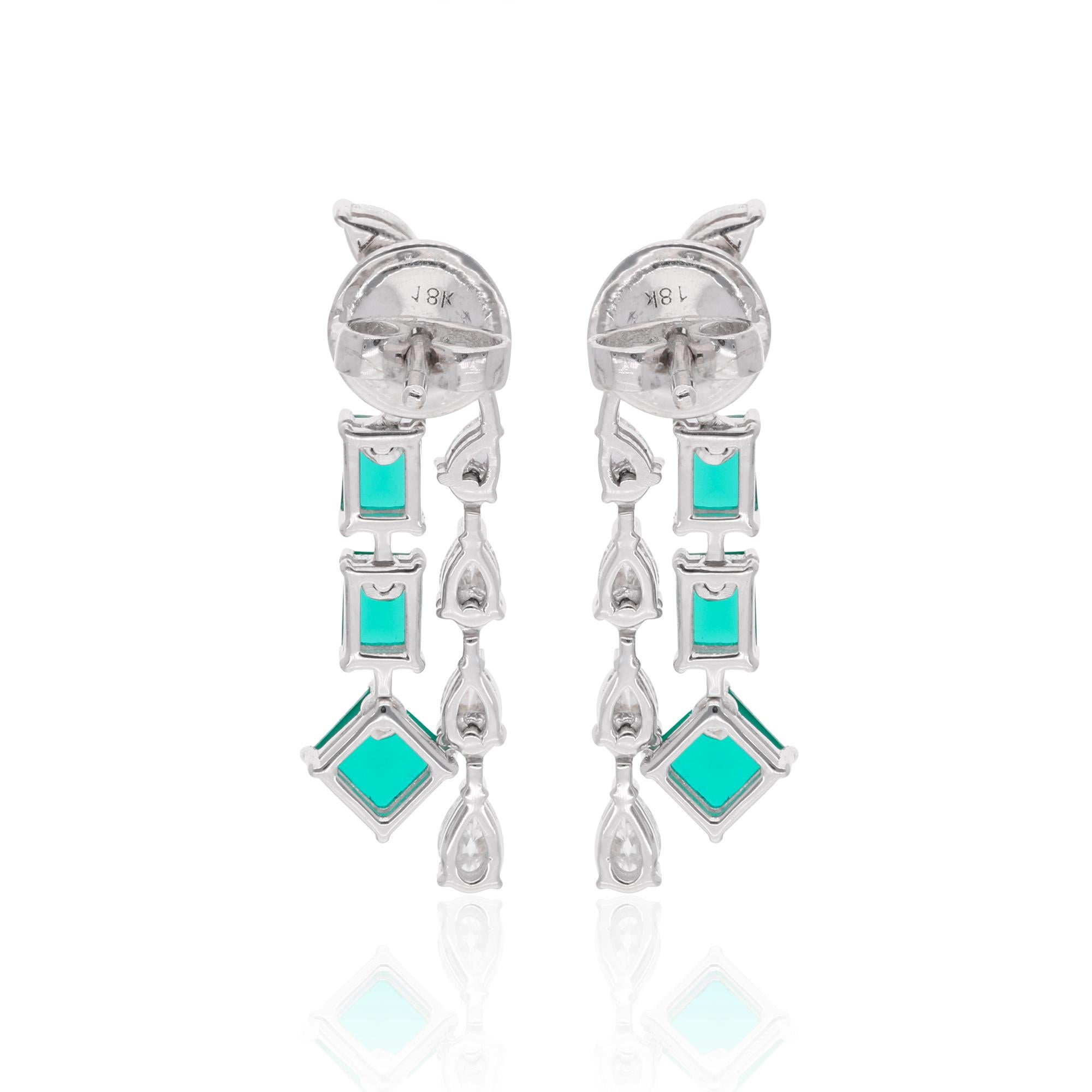 Grüne Edelstein-Ohrringe Birne Form Diamant 14 Karat Weißgold Handmade Jewelry Damen im Angebot