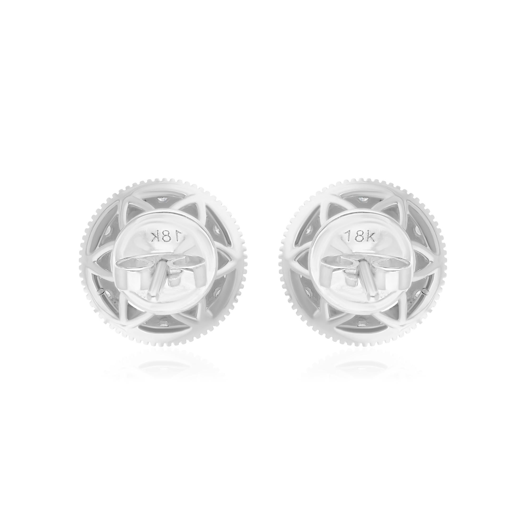 Green Gemstone Earrings SI/H Round Brilliant Cut Diamond 14 Karat White Gold In New Condition For Sale In Diera, Dubai