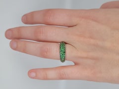 Green Gemstone Ring Tsavorite Band 18kt White Gold