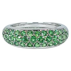 Green Gemstone Ring Tsavorite Band 18kt White Gold