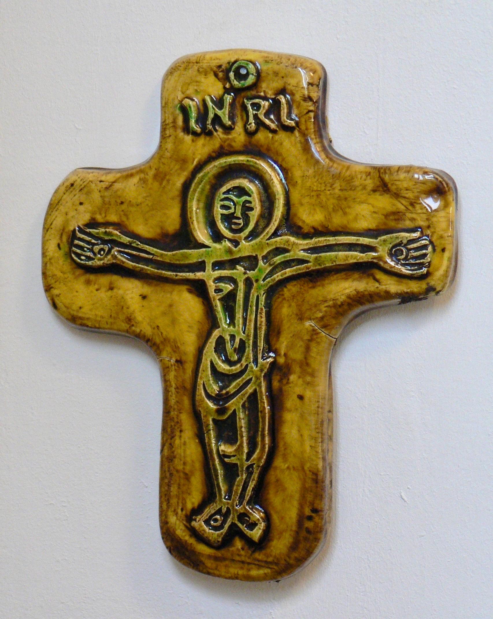Mid-20th Century Green Georges Jouve crucifix For Sale