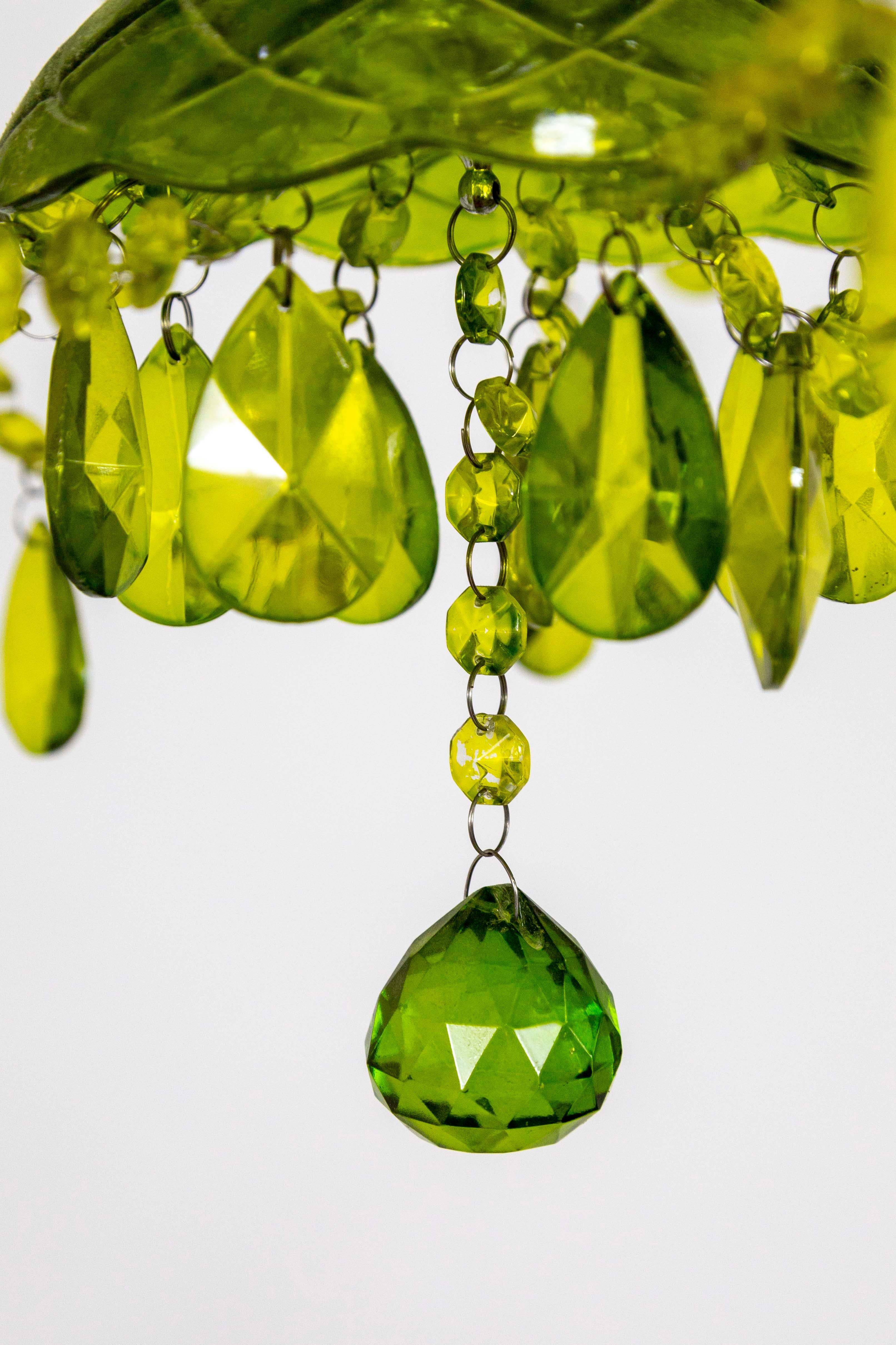 Green Glass 15Light Chandelier at 1stDibs