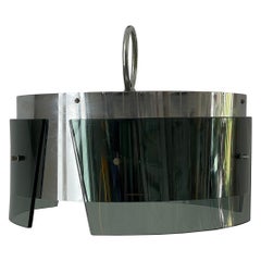 Green Glass and Chrome Pendant Lamp, 1960s, Italy