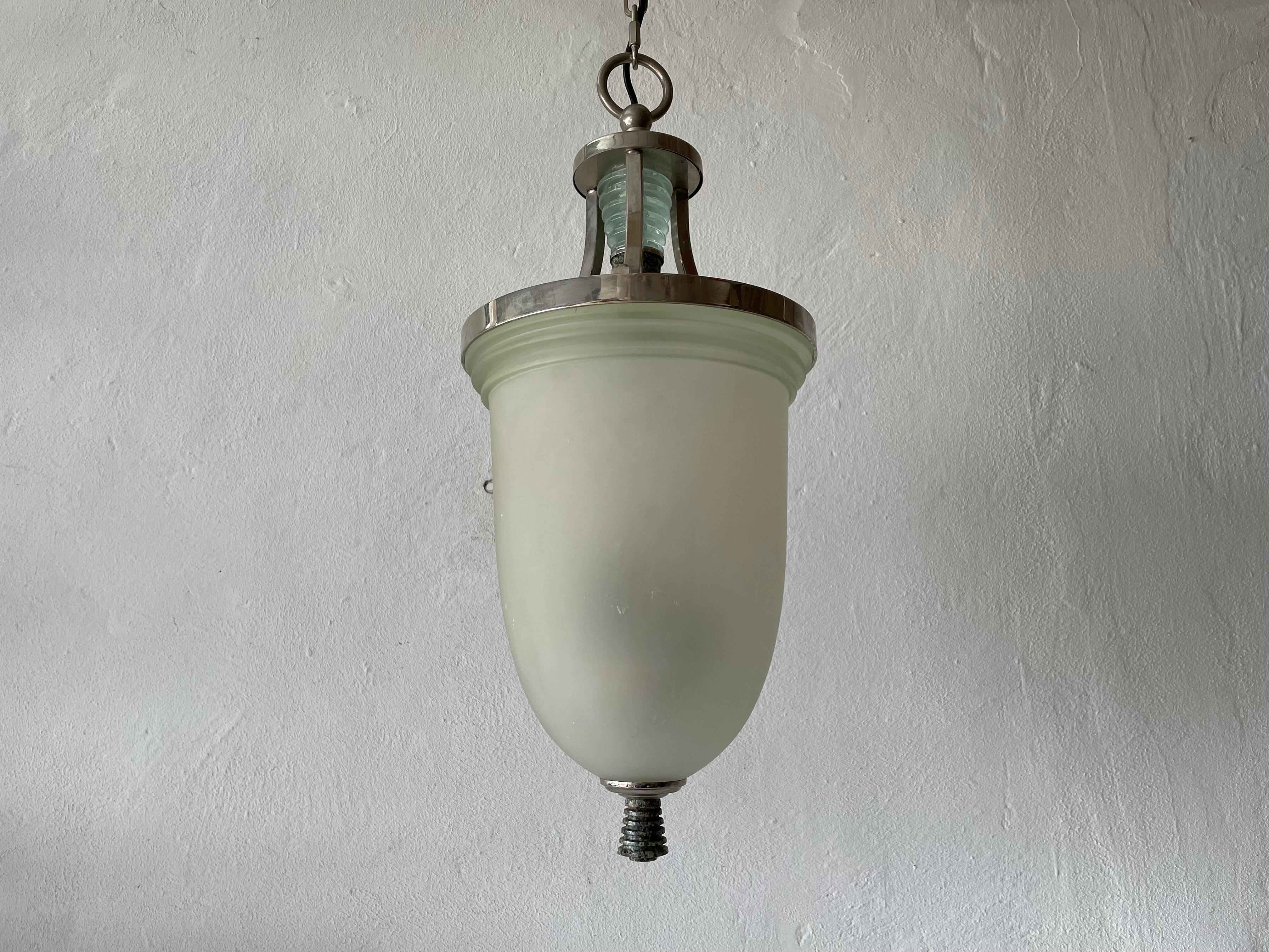 Exceptional green glass and marble Art Deco chrome body ceiling lamp, 1940s, Italy
 
Lampshade is in very good vintage condition.

This lamp works with 3x E14 light bulb. Max 100W
Wired and suitable to use with 220V and 110V for all
