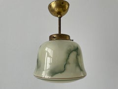 Green Glass Art Deco Small Ceiling Lamp, 1950s, Germany