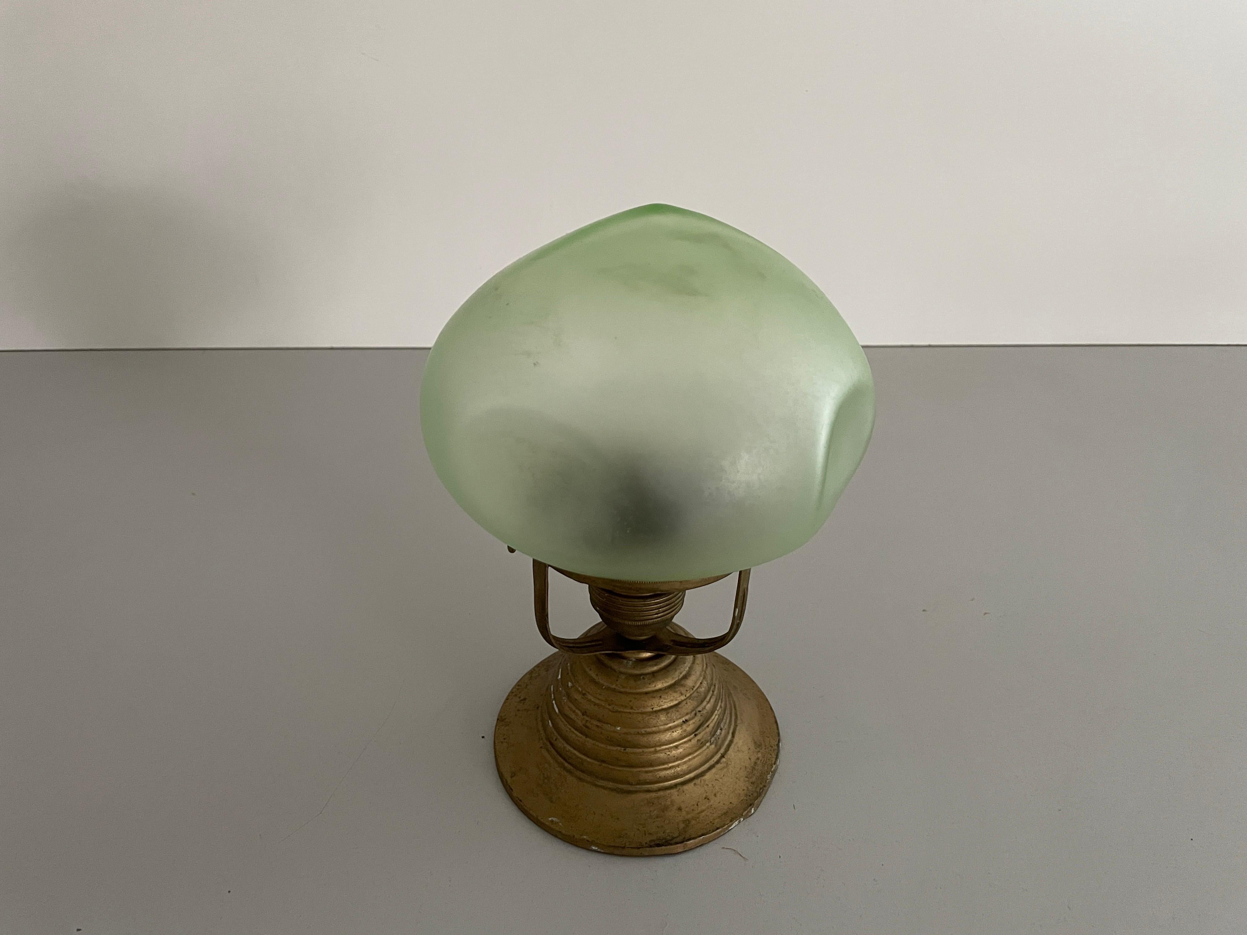 Art Déco Piccola lampada da soffitto in vetro verde Art Deco, anni '50, Germania in vendita