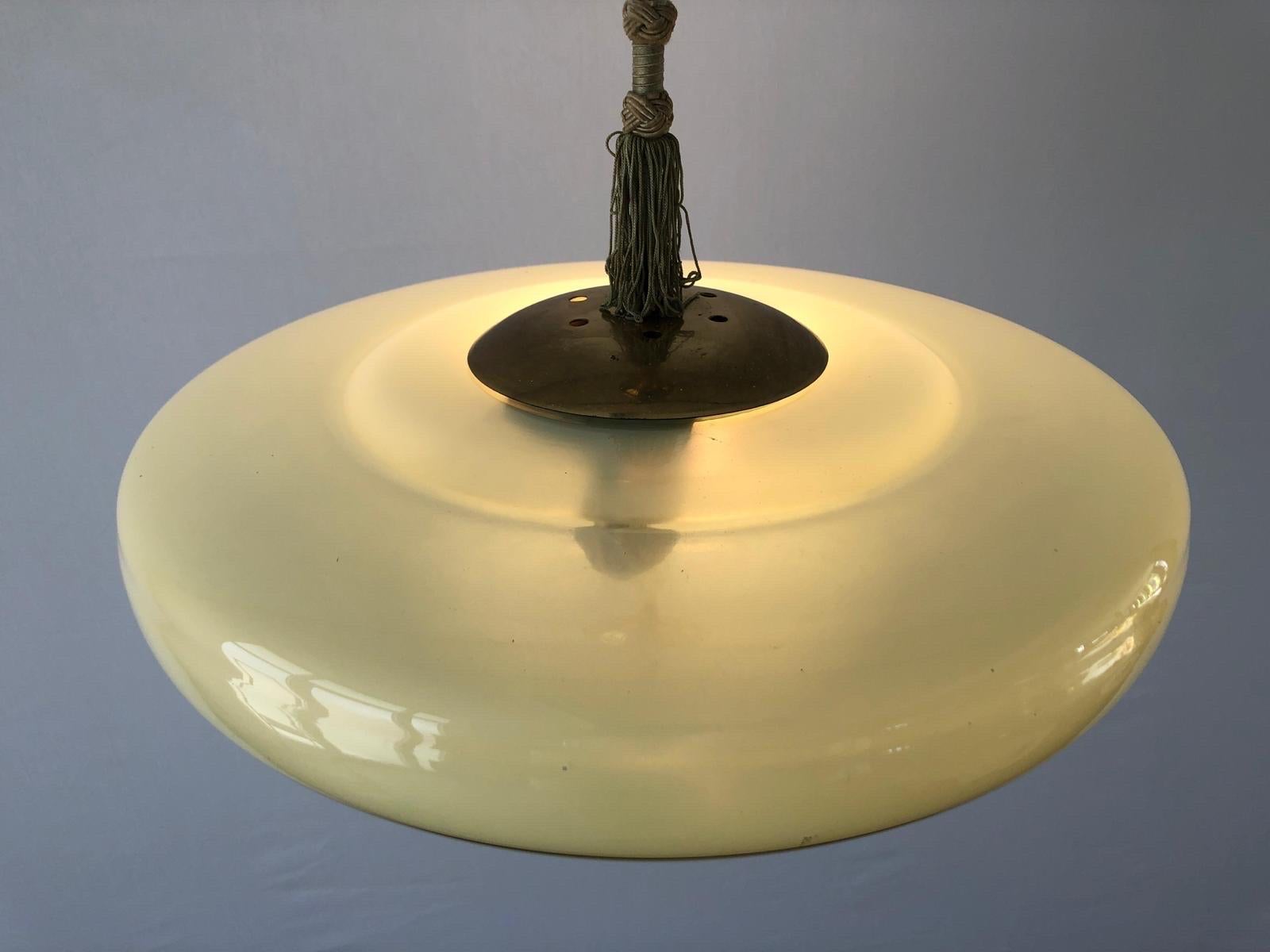 Green Glass Art Deco Style Ceiling Lamp, 1950s, Germany 3