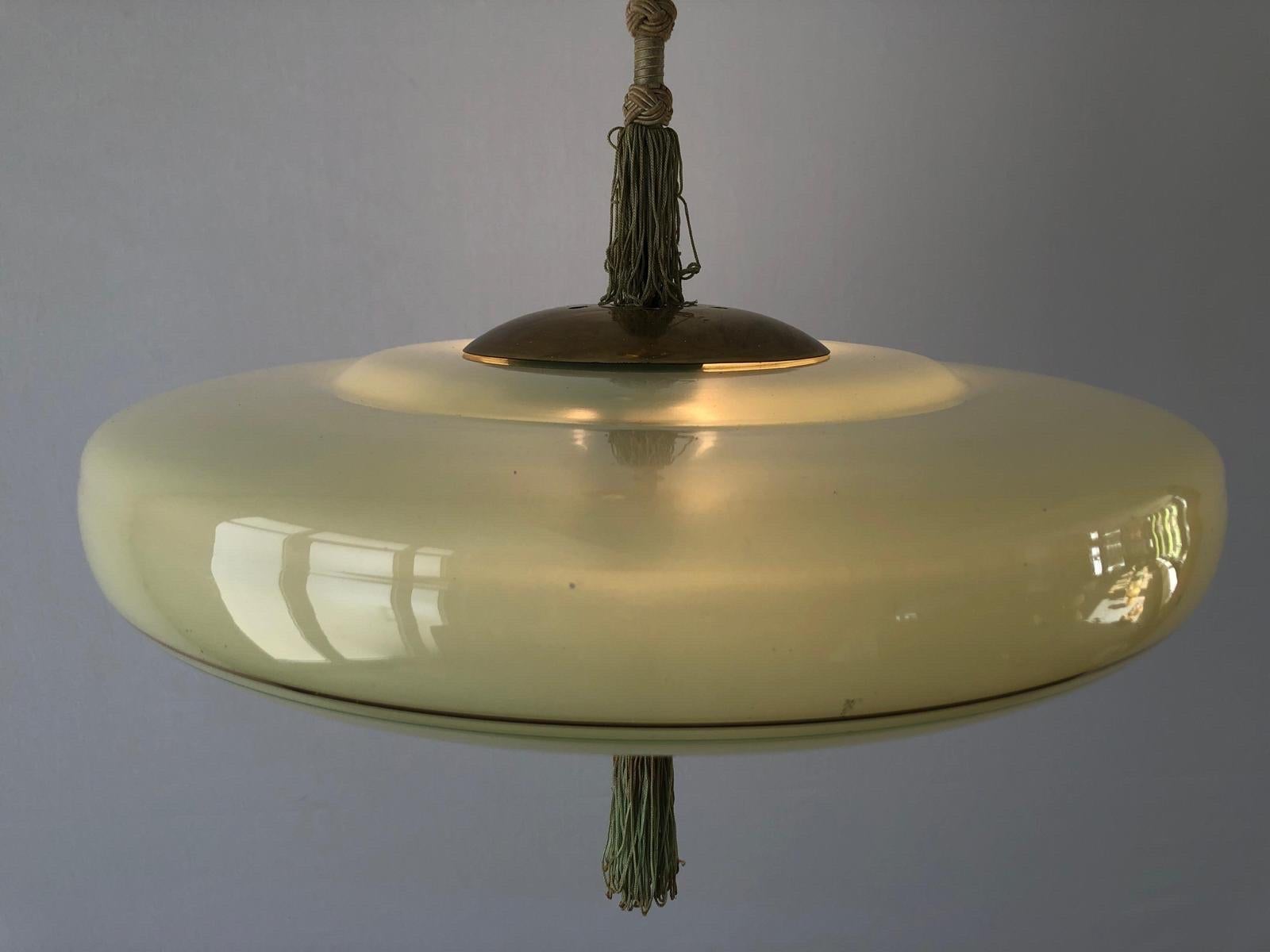 Green Glass Art Deco Style Ceiling Lamp, 1950s, Germany 4