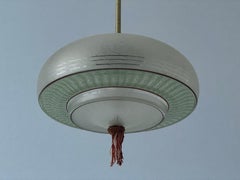 Green Glass Art Deco Style Ceiling Lamp, 1960s, Germany