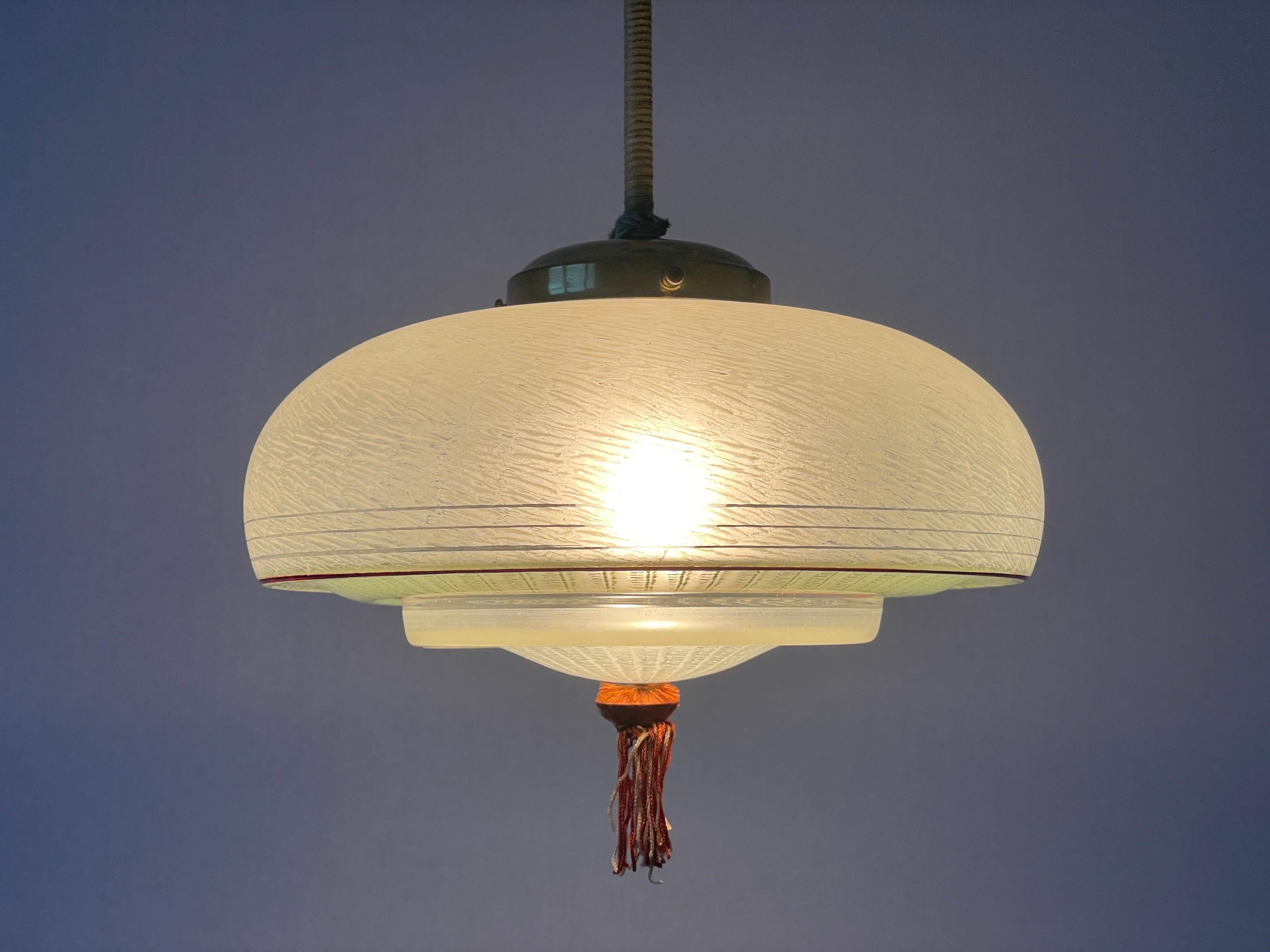 Grünglas-Deckenlampe im Art-Déco-Stil, 1960er Jahre, Deutschland im Angebot 1