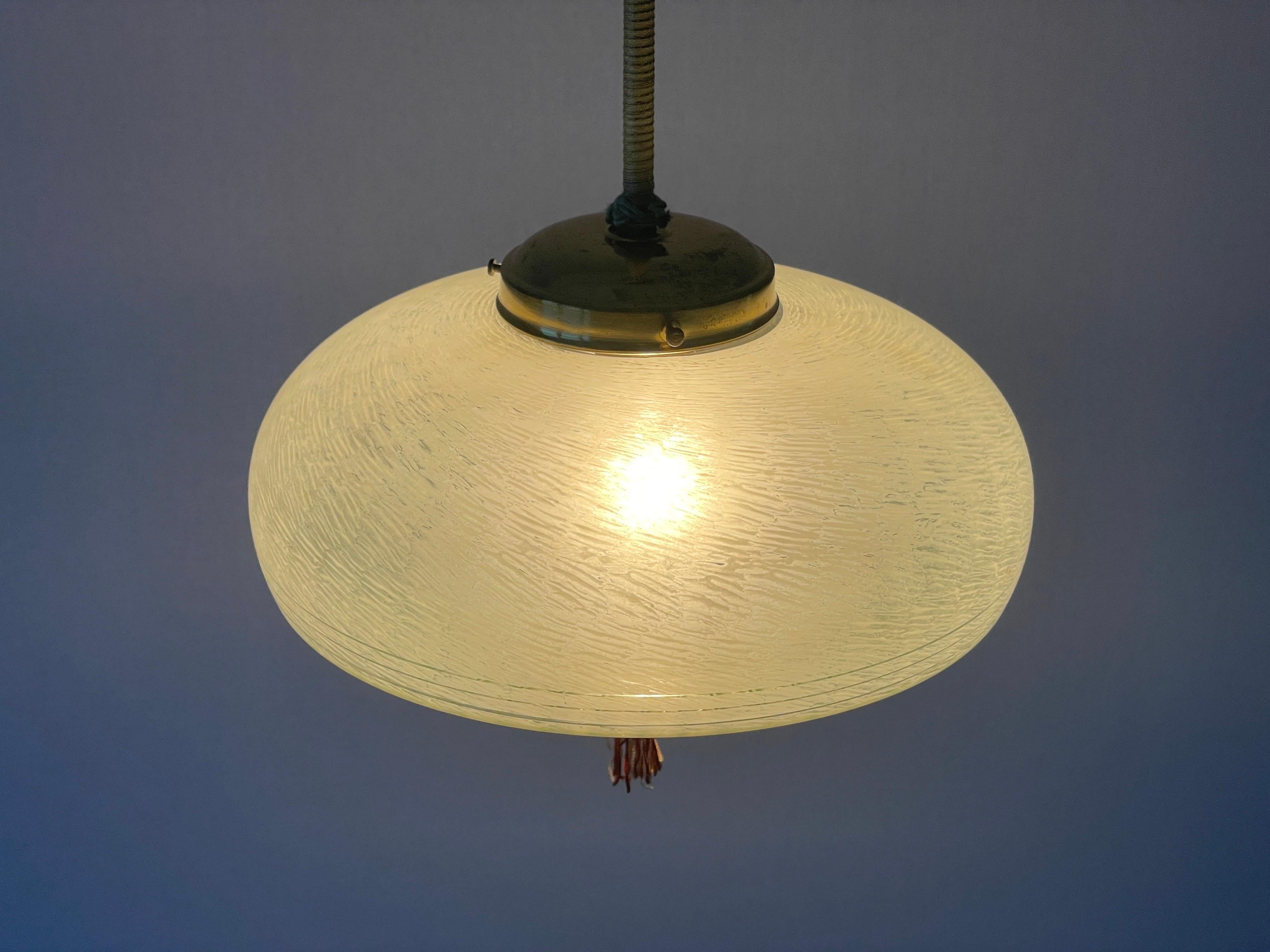 Grünglas-Deckenlampe im Art-Déco-Stil, 1960er Jahre, Deutschland im Angebot 2