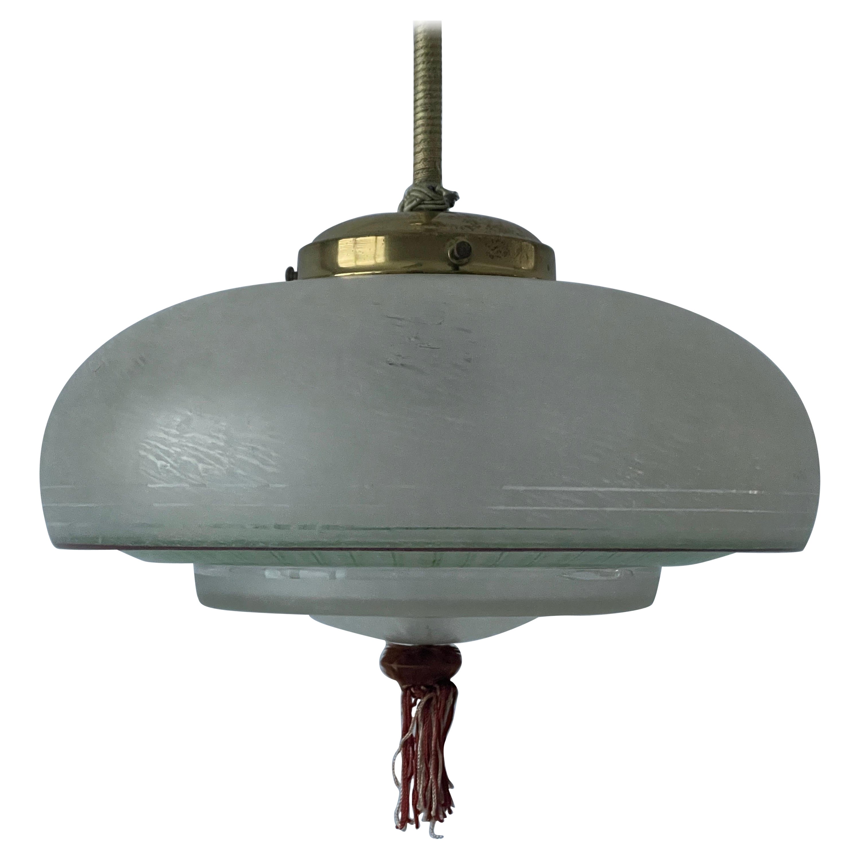 Lampada da soffitto in vetro verde in stile Art Déco, anni '1960, Germania