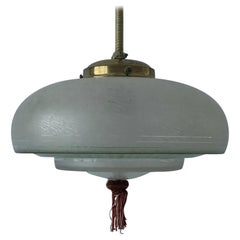 Green Glass Art Deco Style Ceiling Lamp, 1960s, Germany
