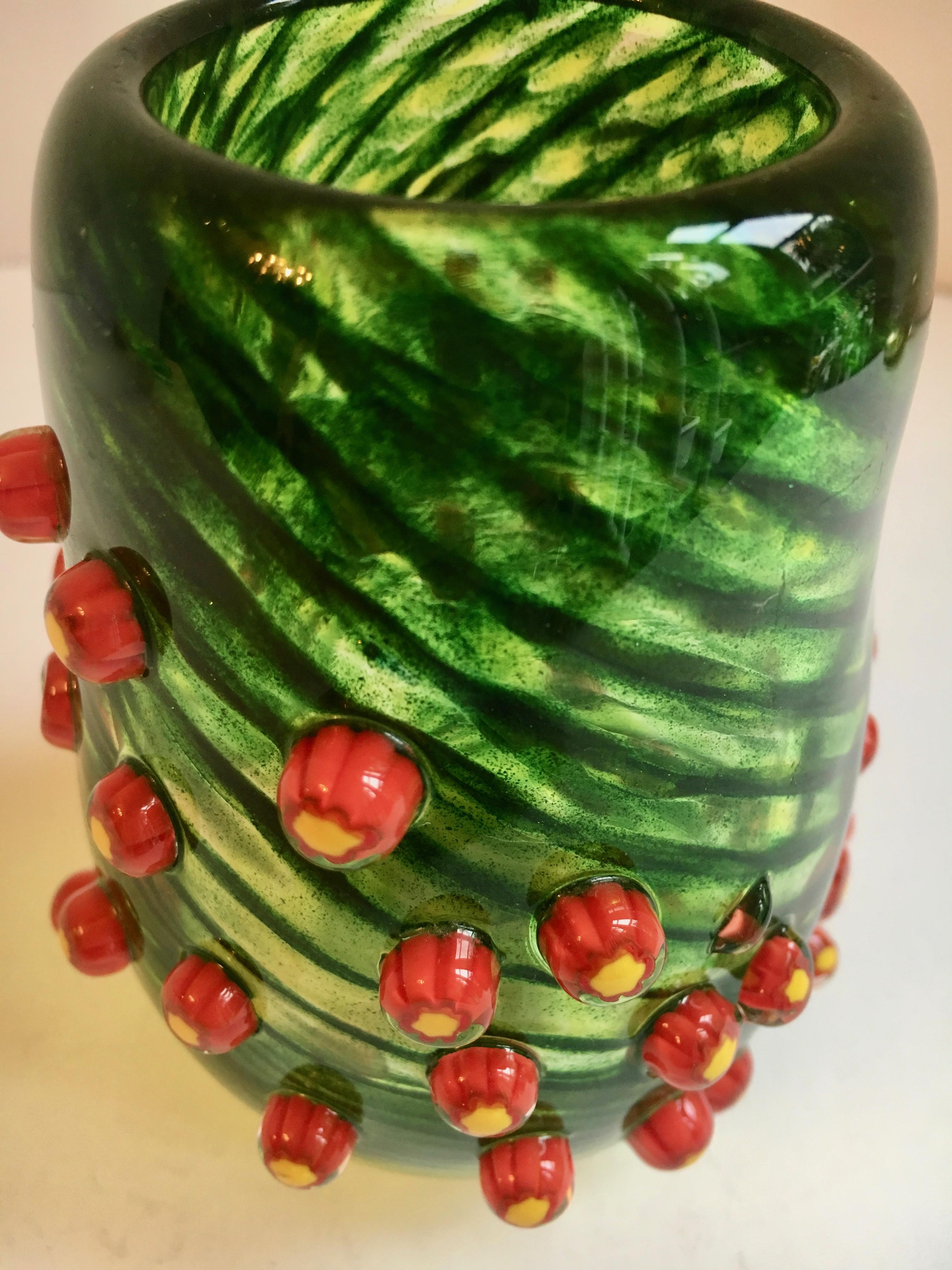 Art Glass Green Glass Art Vase