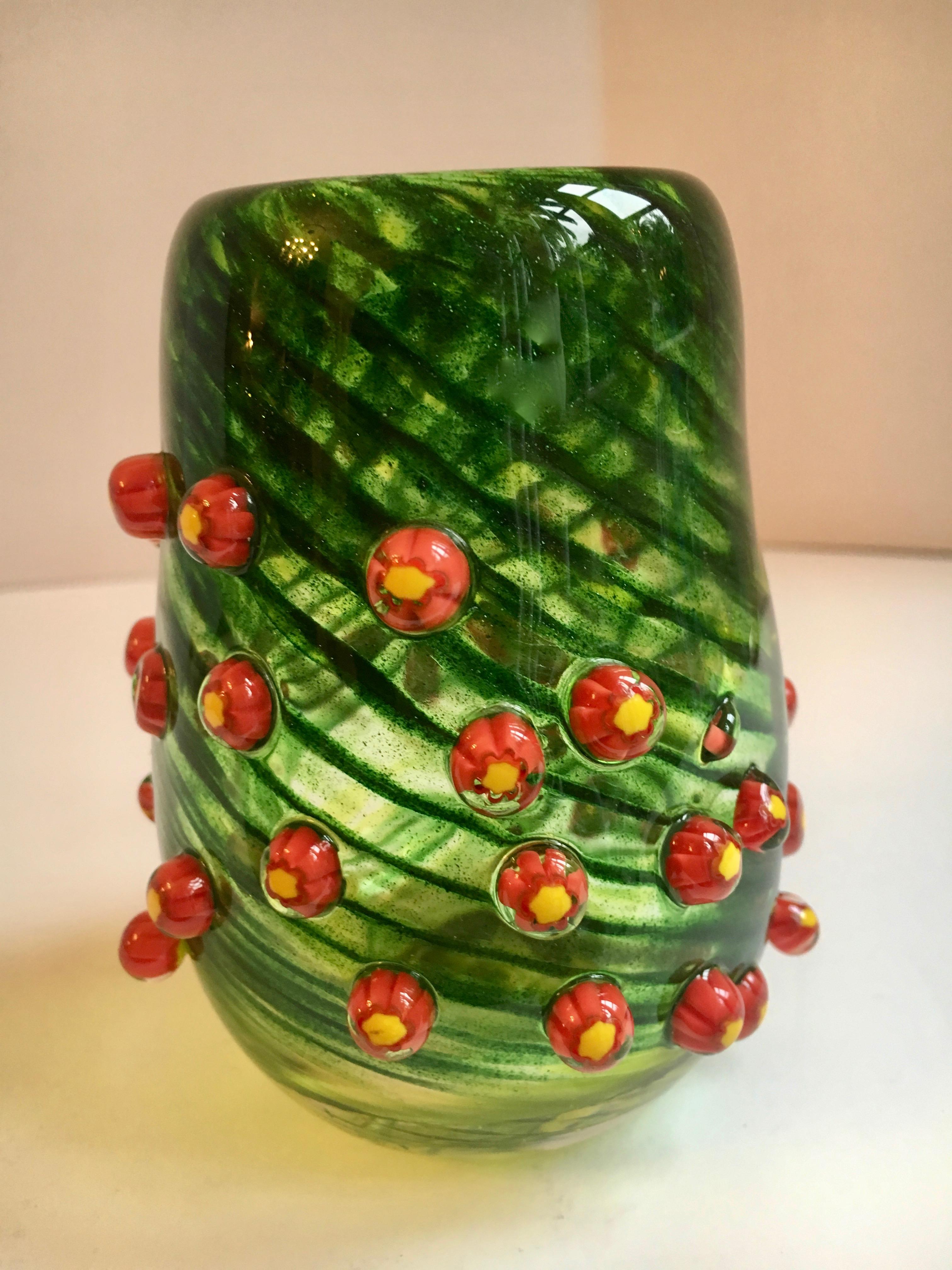 Green Glass Art Vase 1