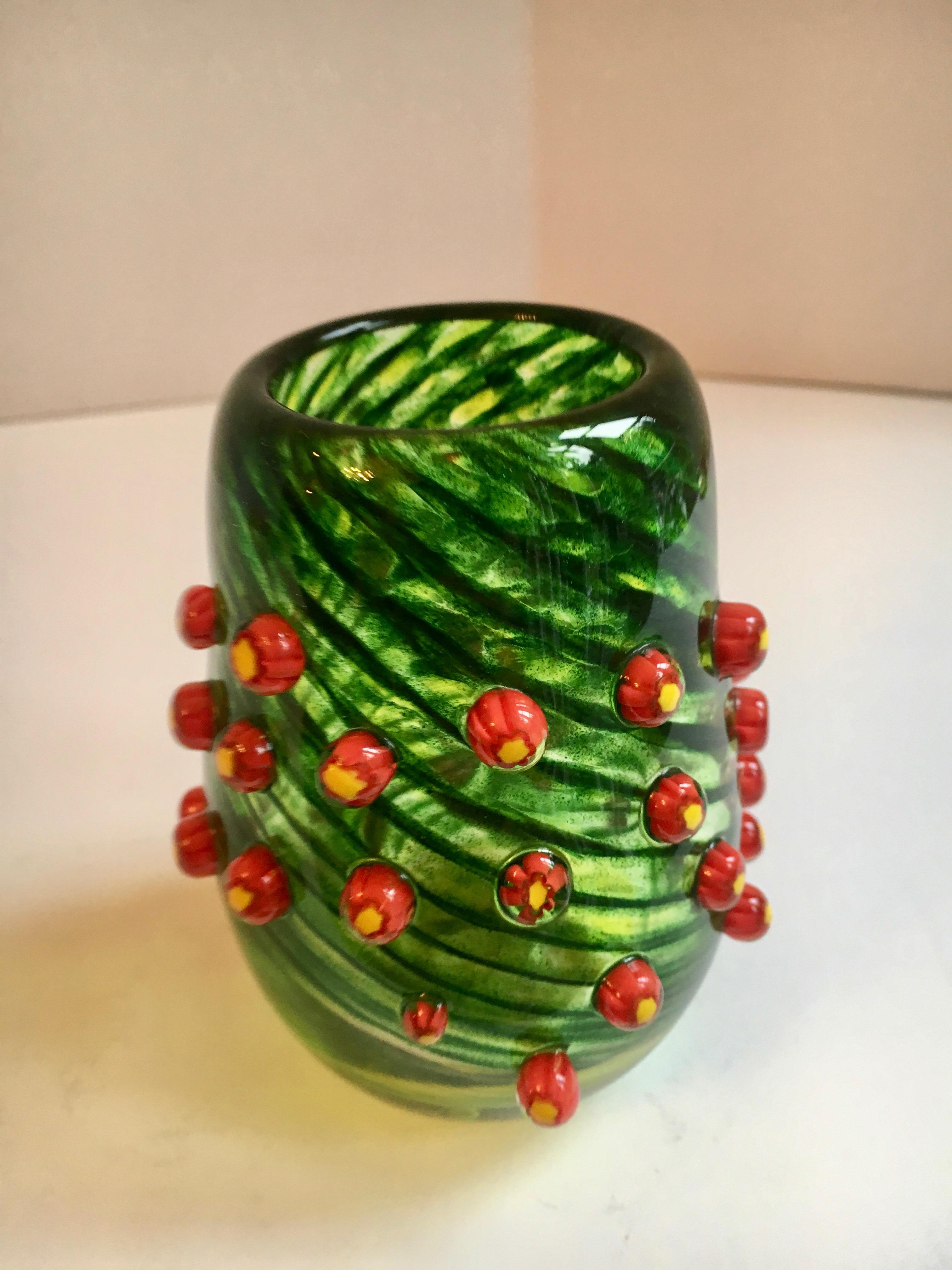Green Glass Art Vase 2
