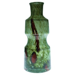 Green Glass Art Vase from Prachen Glass Works