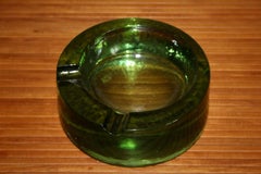 Green glass ashtray