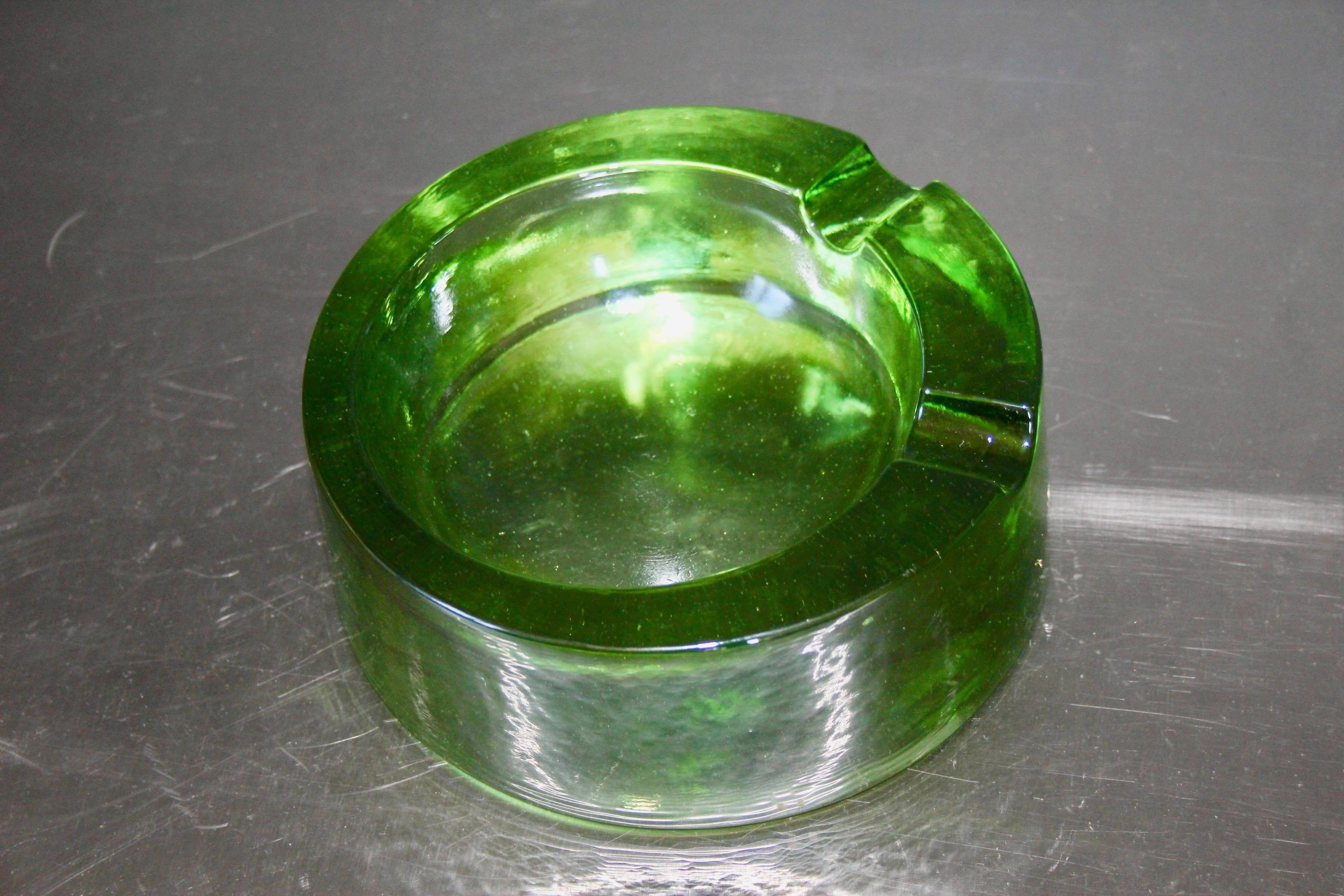 French Green Glass Ashtray