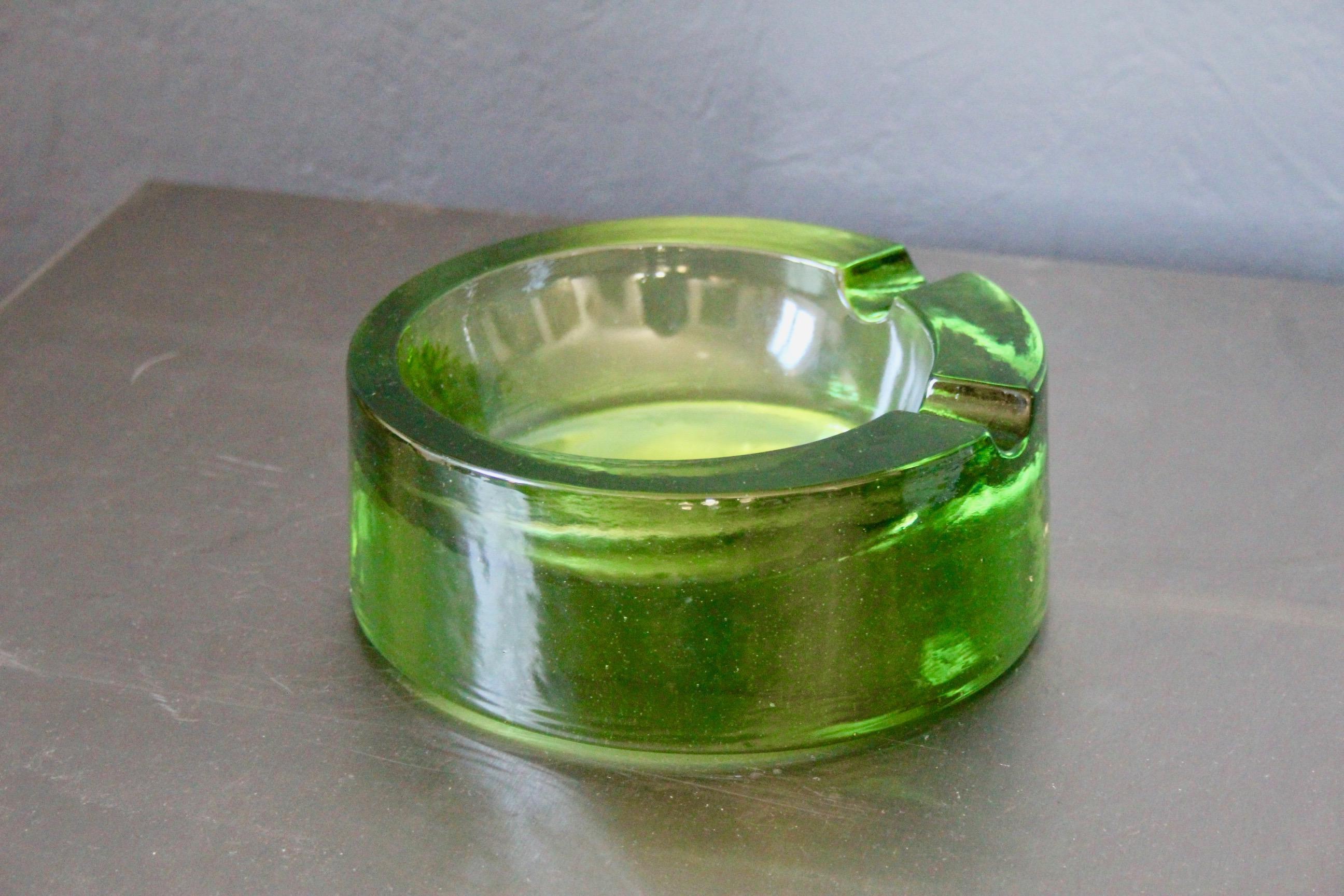 Green Glass Ashtray 1