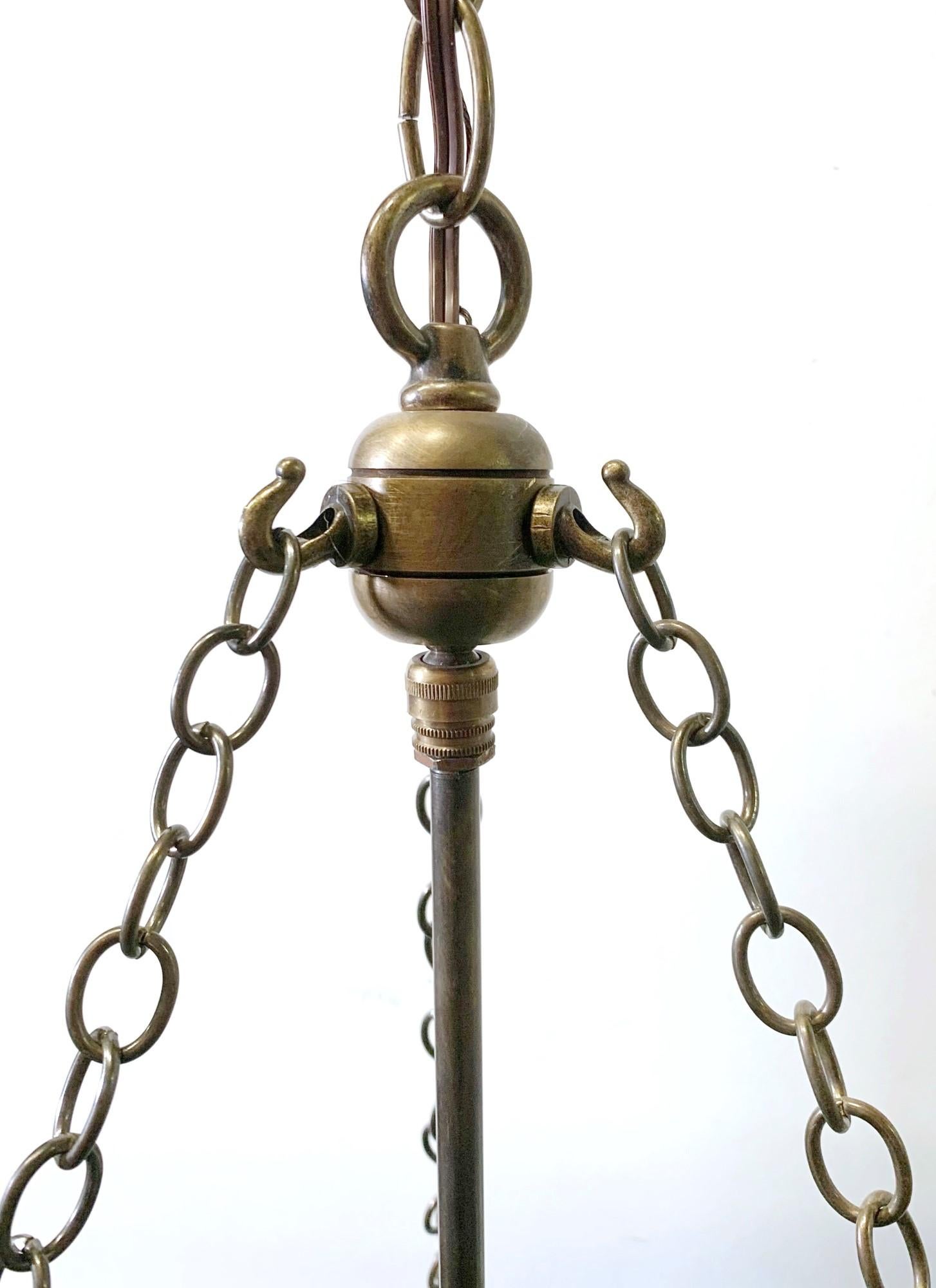 Green Glass Bell Jar Pendant Light Signed Val Saint Lambert, Late 1800s 2
