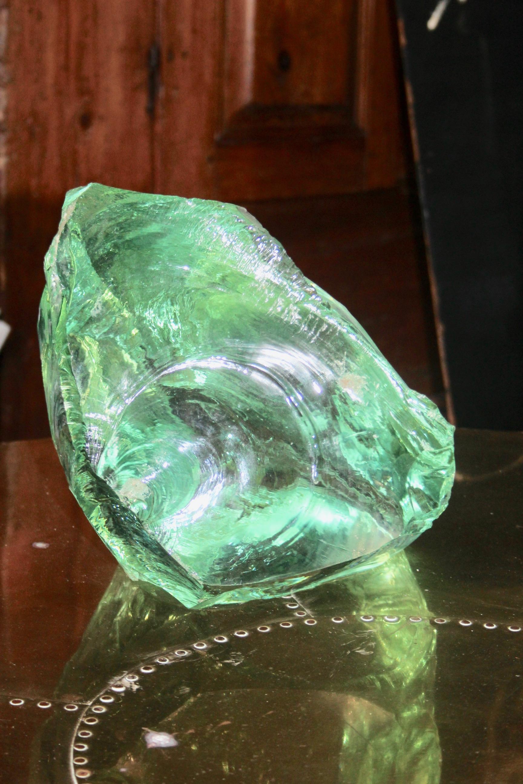 Green glass big bookend For Sale 4
