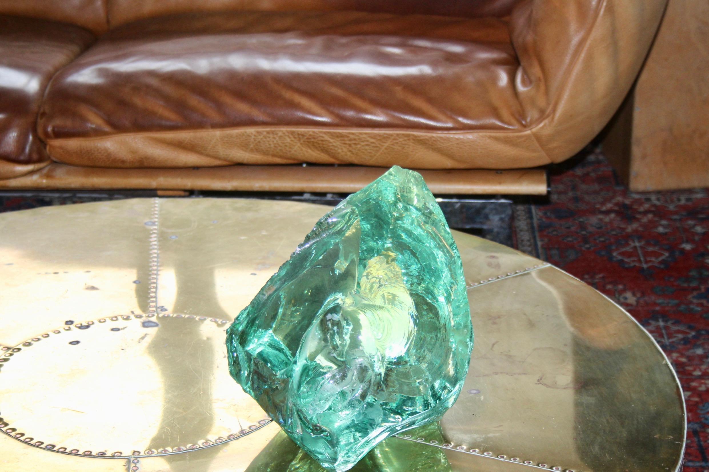 Green glass big bookend In Good Condition For Sale In grand Lancy, CH