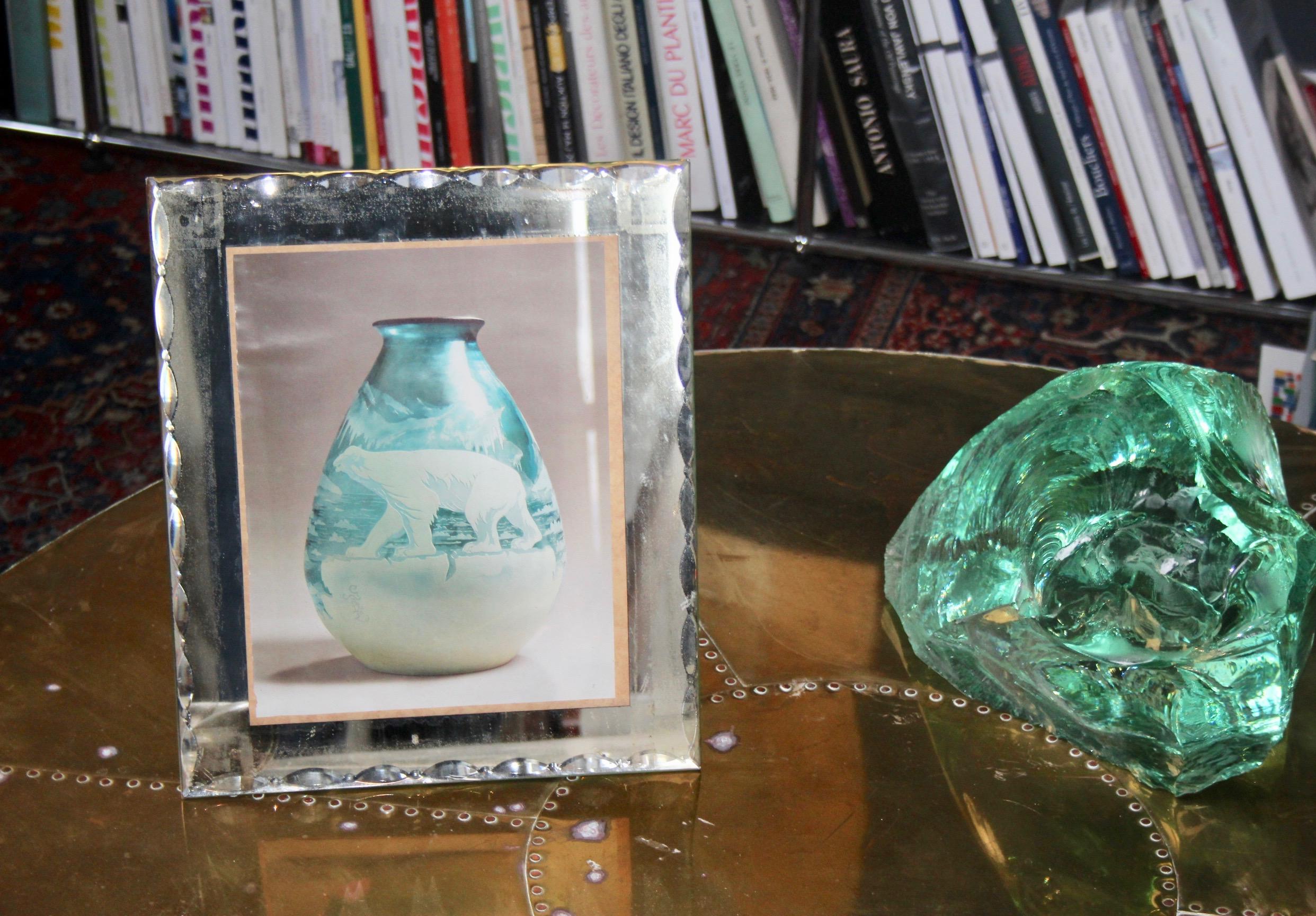 Green glass big bookend For Sale 3