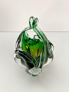 Green Glass Bowl by Josef Hospodka for Chribska Glassworks, Circa 1970s