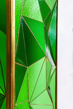 Green Glass-Brass Fractal Room Divider by Analogia Project for Delvis Unlimited