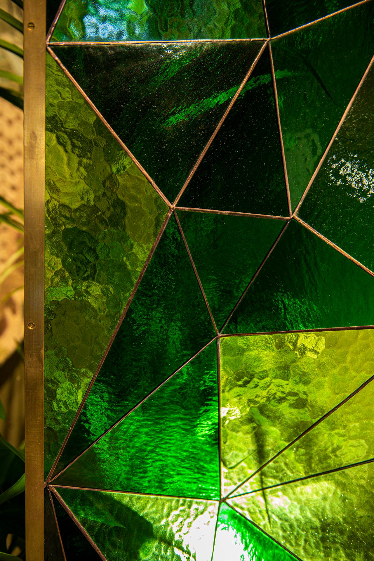Green Glass-Brass Fractal Room Divider by Analogia Project for Delvis Unlimited For Sale 2