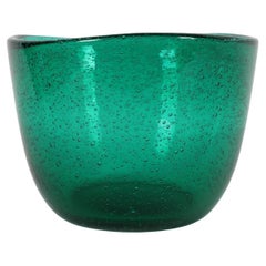Vintage Green Glass Bubble Bowl in the Greenland-Jutrem Pattern by Hadeland