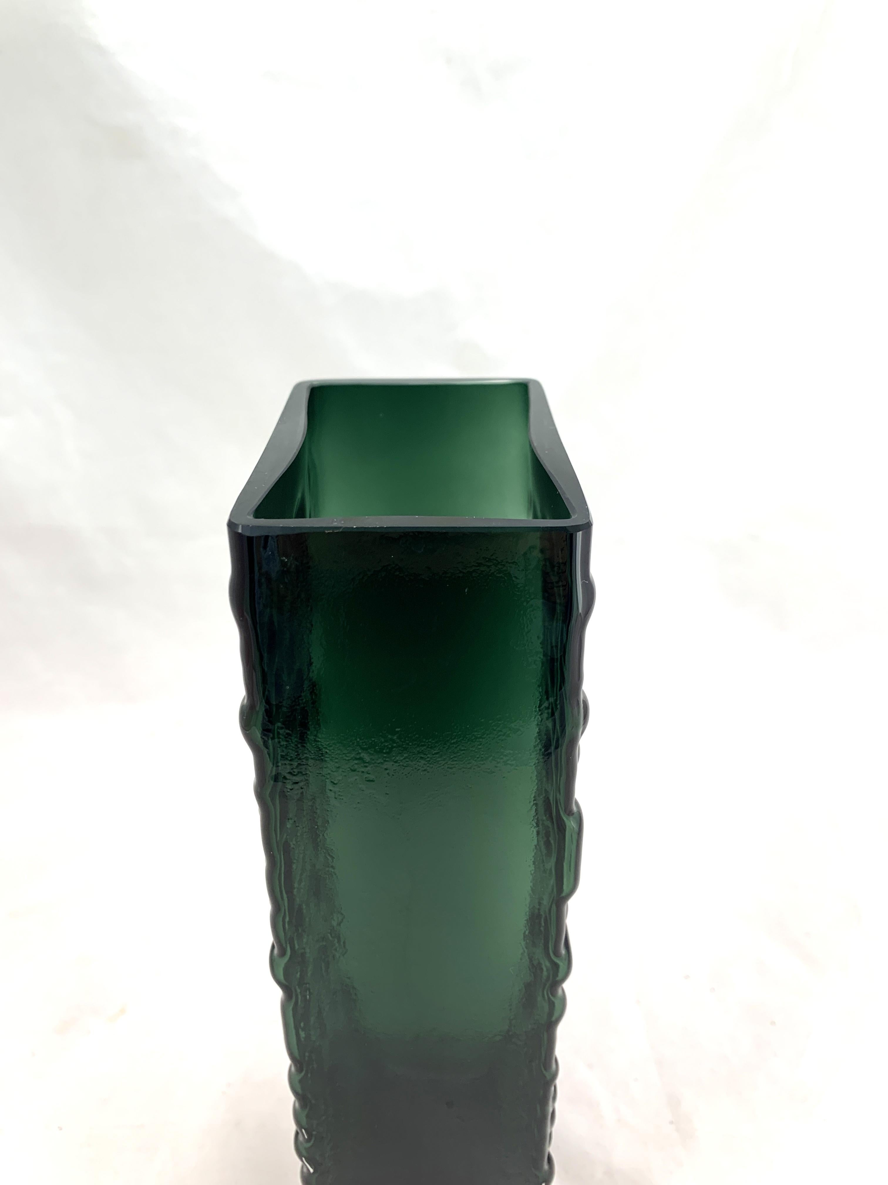 Molded Green Glass by Vase Emil Funke for Gral Glass, 1970s