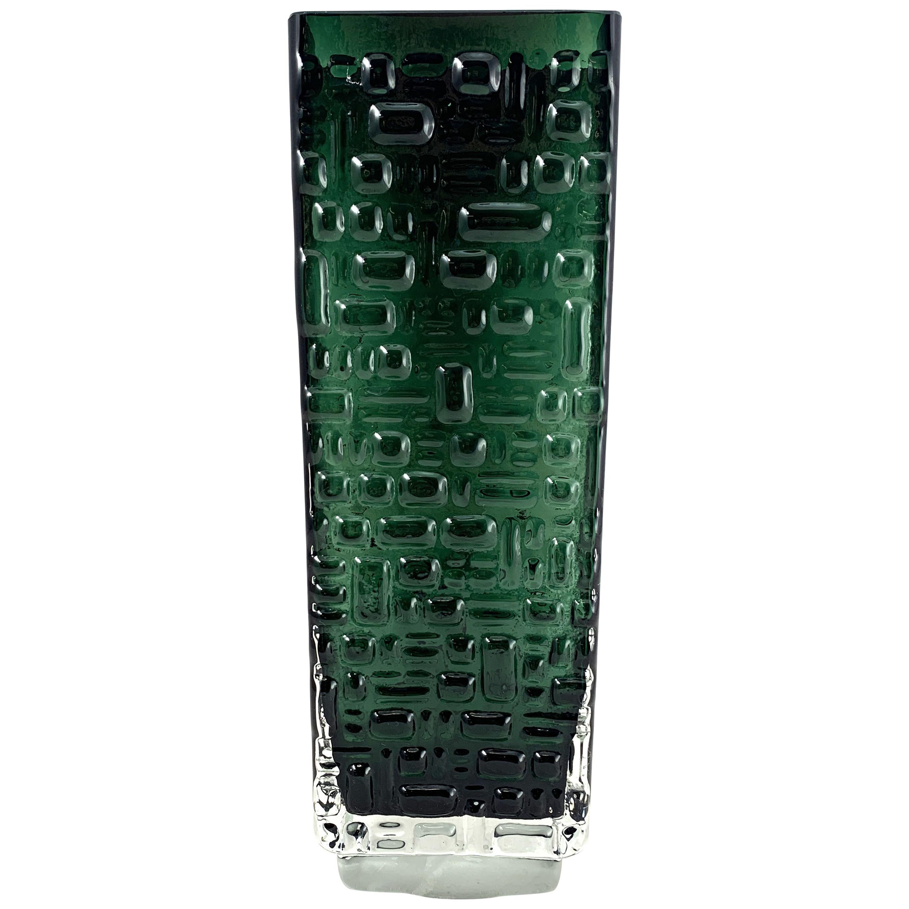Green Glass by Vase Emil Funke for Gral Glass, 1970s